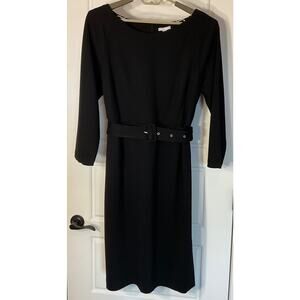 Cato Est. 1946 Black Long Sleeve Belted Mid Length Dress Plus 18W